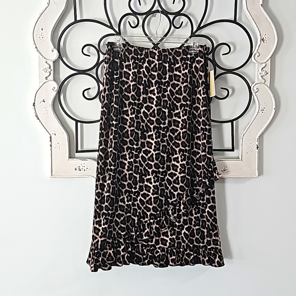 NTW Michael Kors animal print skirt with ruffled hem Size M